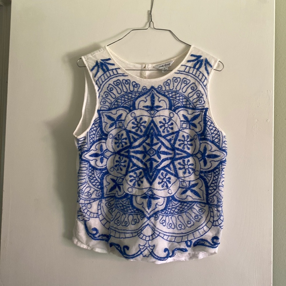 Lucky Brand white and blue tank